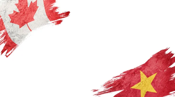 Vlaggen van Canada en Vietnam op witte achtergrond — Stockfoto